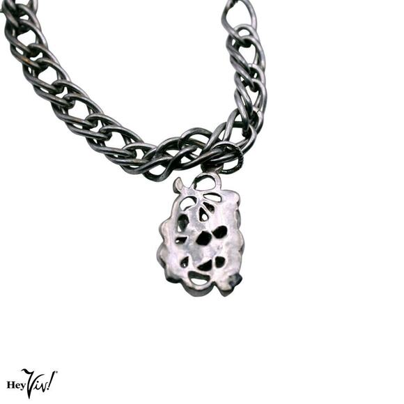 Vintage Double Link Chain Bracelet w 2 Grape Cluster Charms 6.5" Long - Hey Viv - Picture 3 of 5